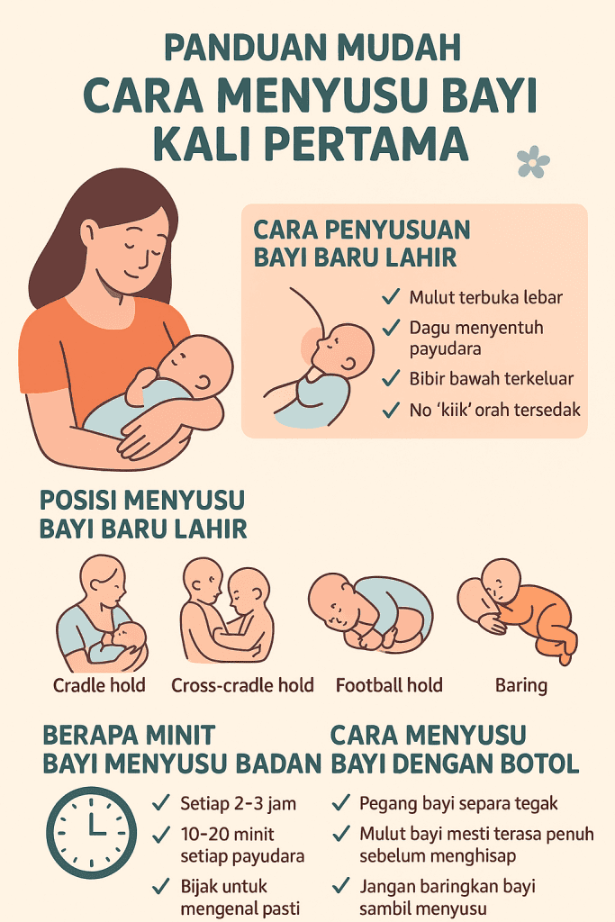 cara menyusu bayi kali pertama