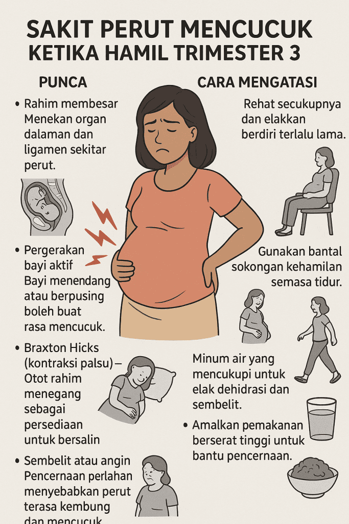sakit perut mencucuk ketika hamil trimester 3