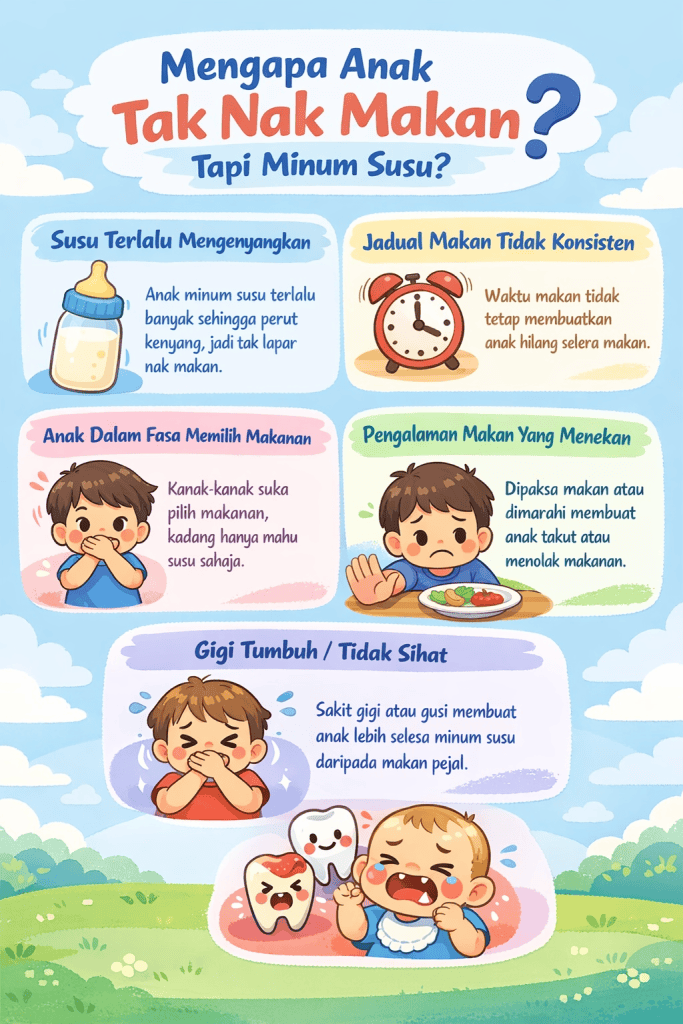anak tak nak makan tapi minum susu