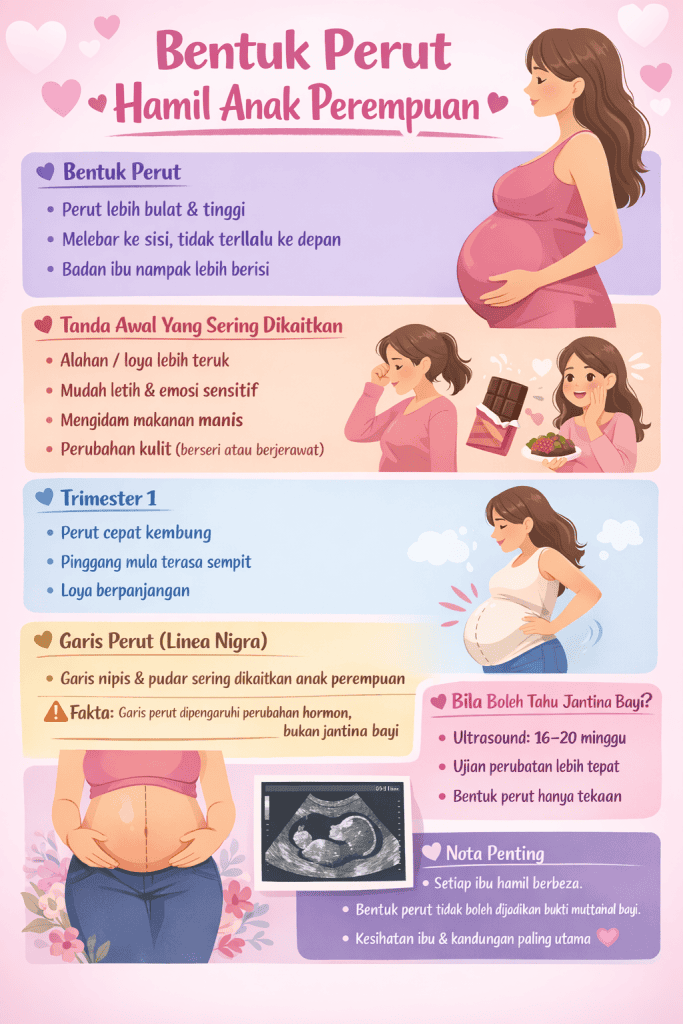 bentuk perut hamil anak perempuan