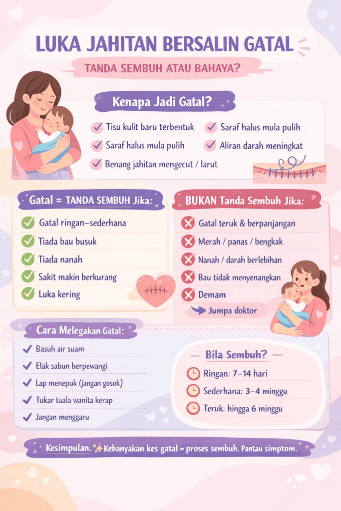 luka jahitan bersalin gatal tanda sembuh