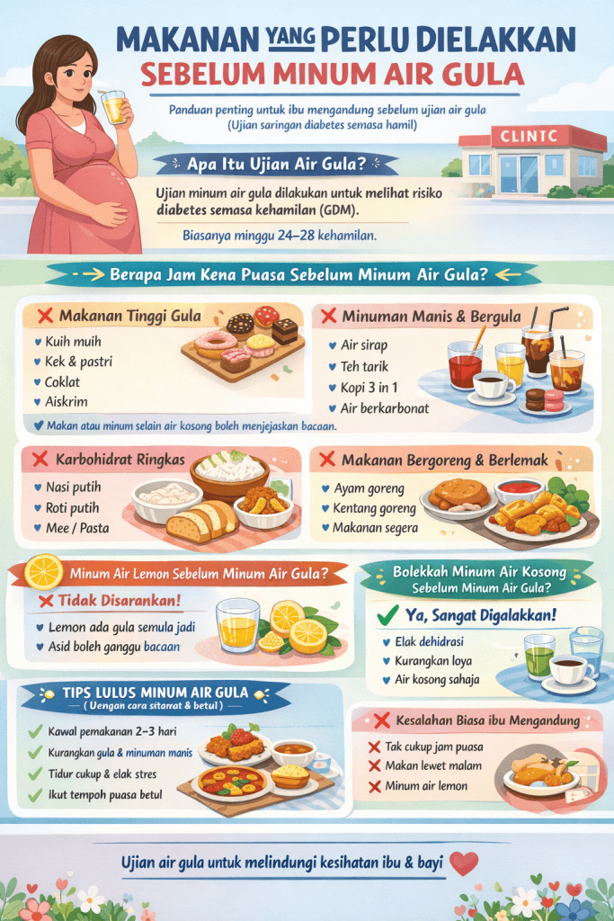 makanan yang perlu dielakkan sebelum minum air gula