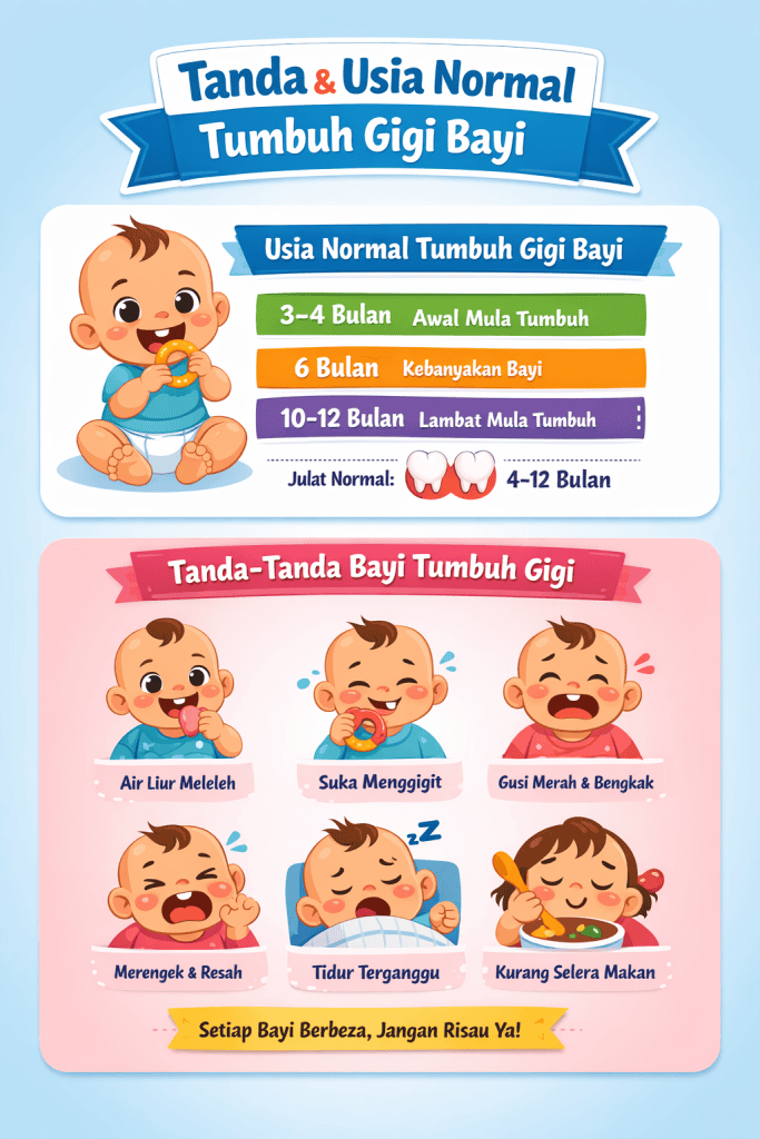 bayi tumbuh gigi berapa bulan