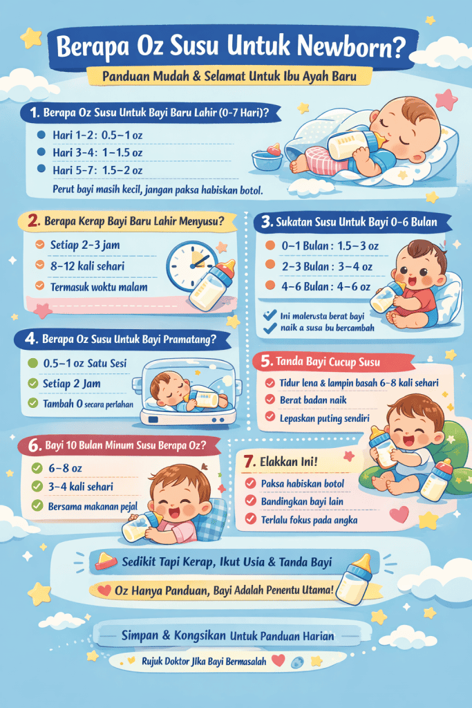 berapa oz susu untuk newborn