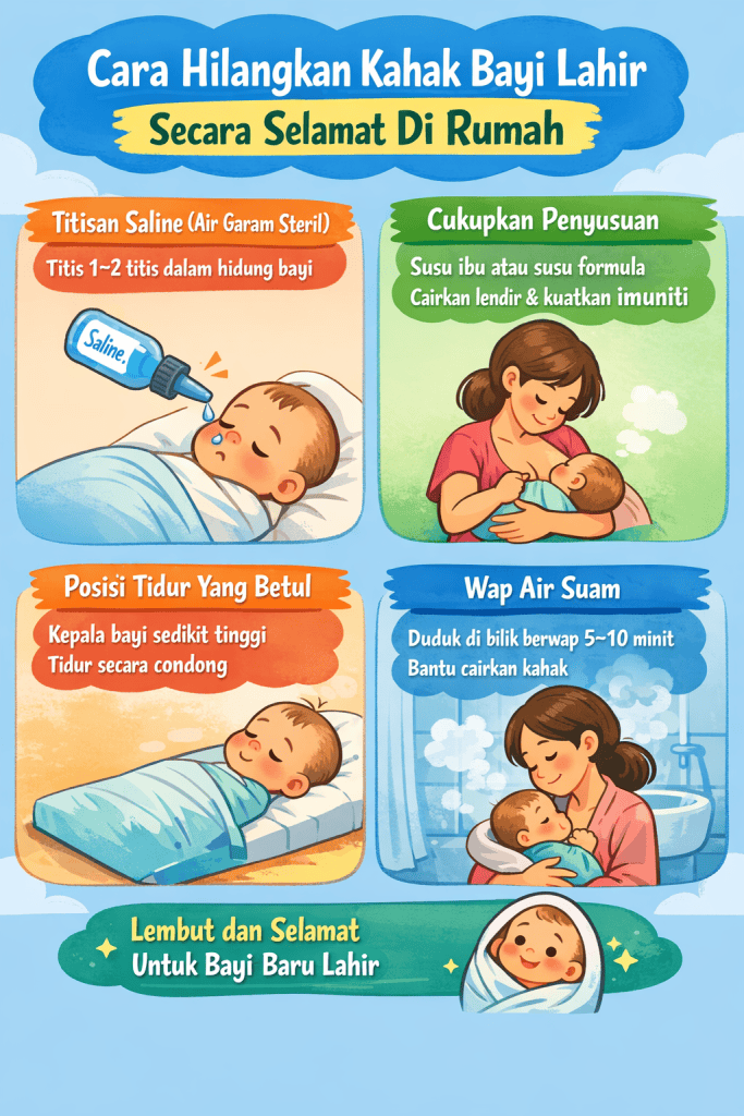 cara hilangkan kahak bayi bawah 1 bulan